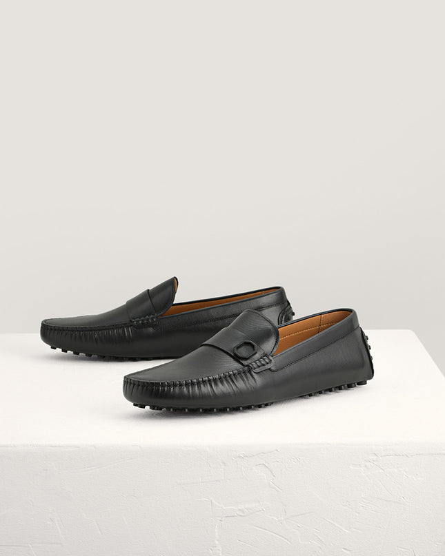Embossed Leather Moccasins with Octagon Hardware