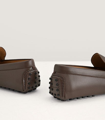Embossed Leather Moccasins with Octagon Hardware