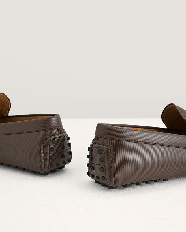 Embossed Leather Moccasins with Octagon Hardware