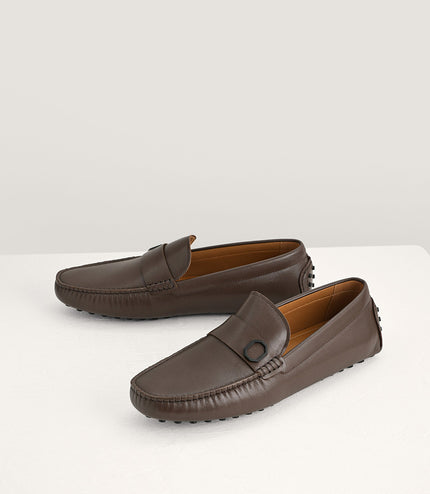 Embossed Leather Moccasins with Octagon Hardware