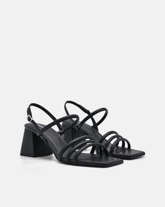 Strappy Heel Sandals - Black