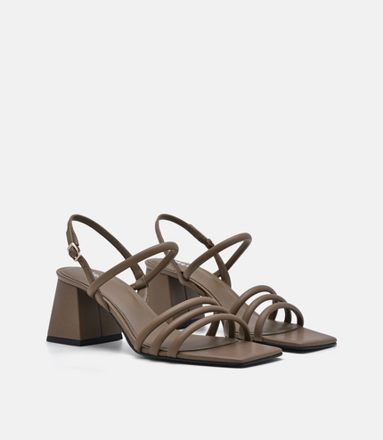 Strappy Heel Sandals - Brown
