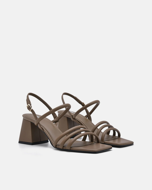 Strappy Heel Sandals - Brown