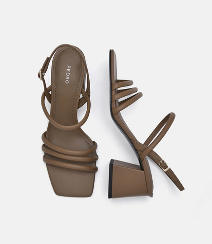 Strappy Heel Sandals - Brown