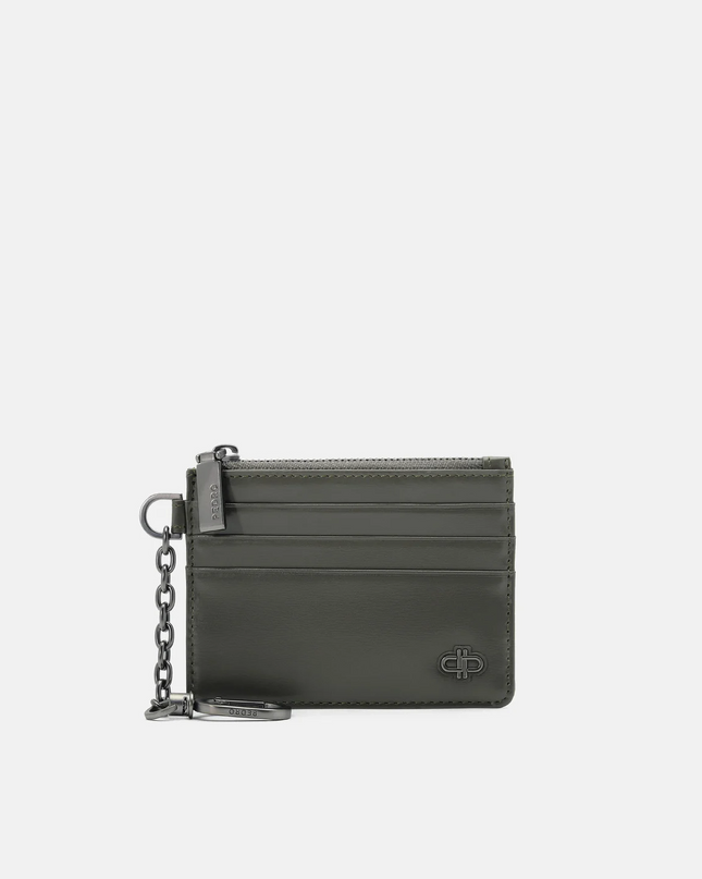 PEDRO Icon Leather Chain Card Holder - Military Green