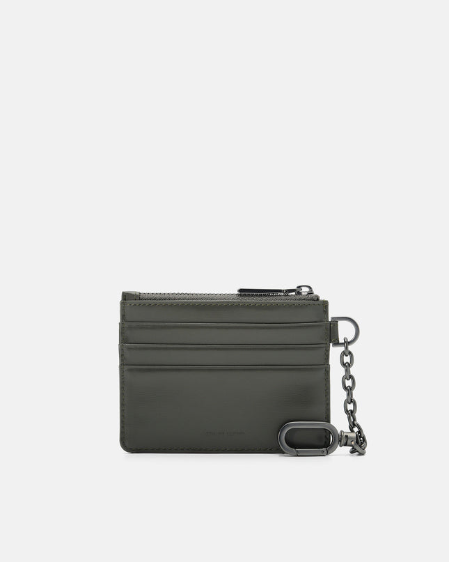 PEDRO Icon Leather Chain Card Holder - Military Green