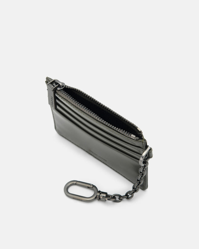 PEDRO Icon Leather Chain Card Holder - Military Green