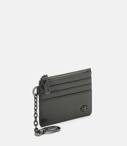 PEDRO Icon Leather Chain Card Holder - Military Green