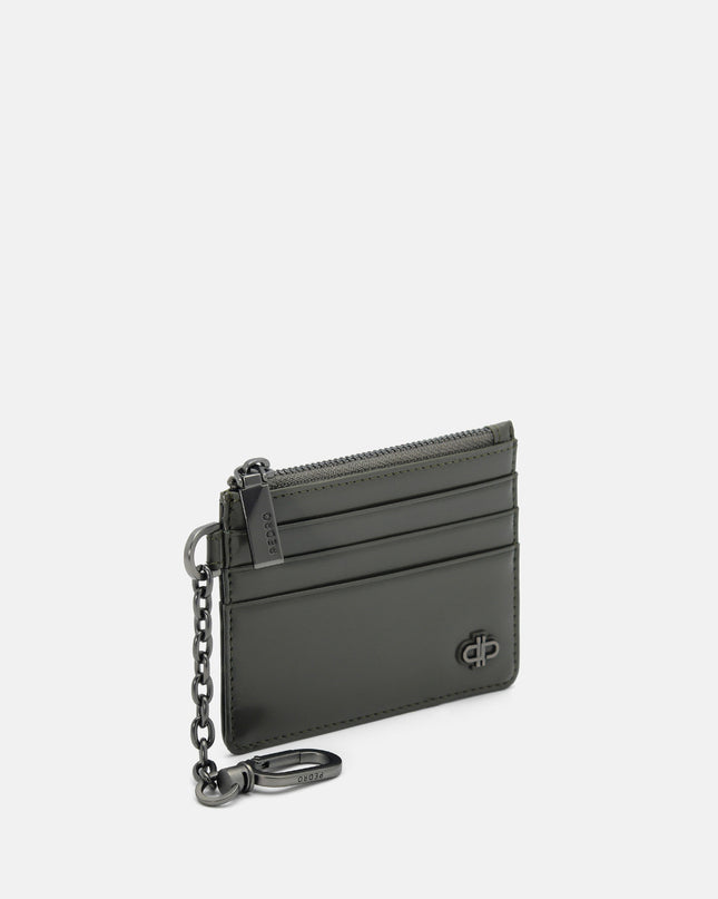 PEDRO Icon Leather Chain Card Holder - Military Green