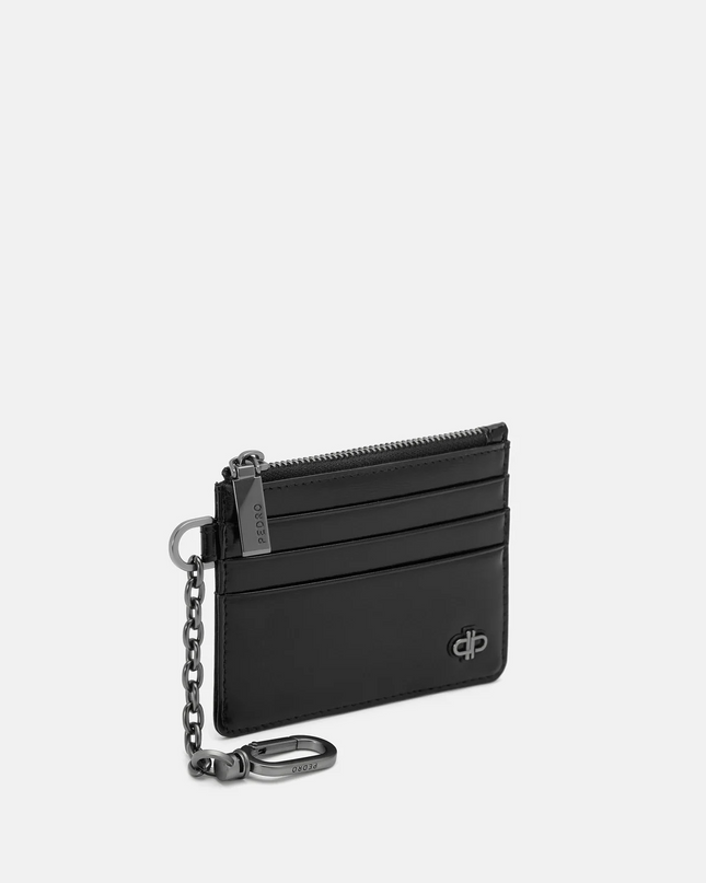PEDRO Icon Leather Chain Card Holder - Black