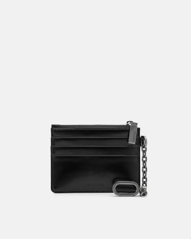 PEDRO Icon Leather Chain Card Holder - Black