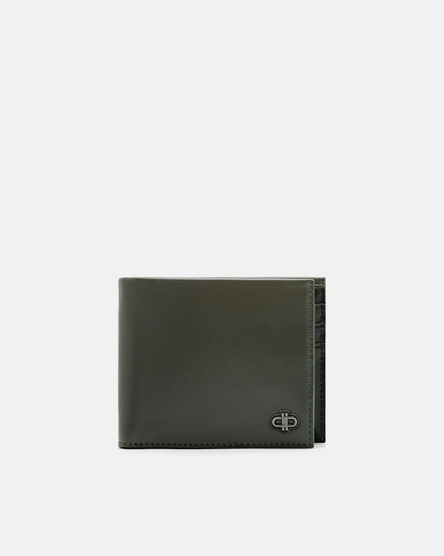 PEDRO Icon Leather Bi-Fold Wallet with Insert - Military Green