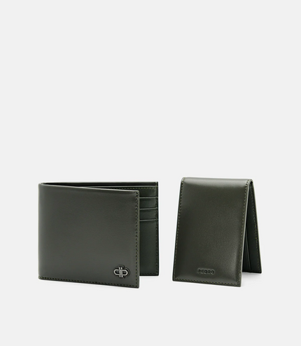 PEDRO Icon Leather Bi-Fold Wallet with Insert - Military Green
