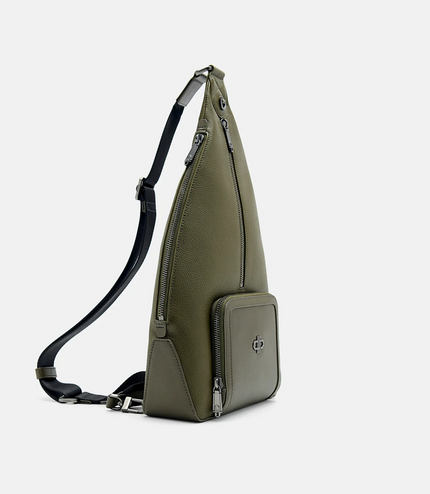PEDRO Icon Leather Sling Pouch - Military Green