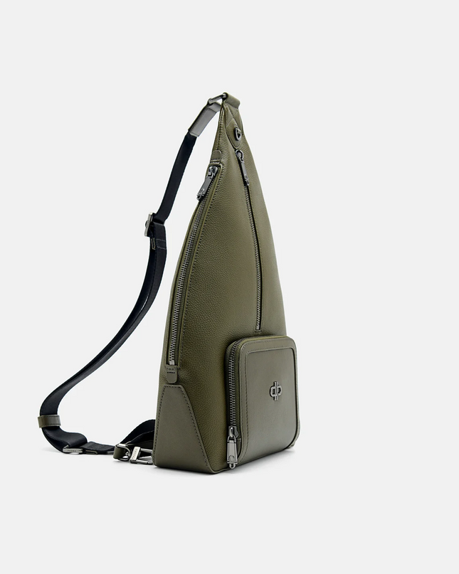 PEDRO Icon Leather Sling Pouch - Military Green