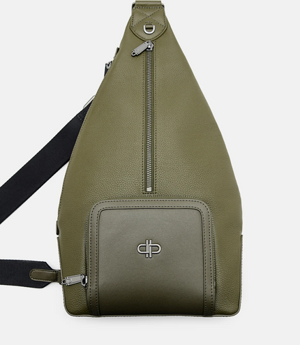 PEDRO Icon Leather Sling Pouch - Military Green
