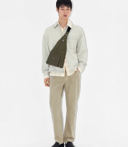 PEDRO Icon Leather Sling Pouch - Military Green