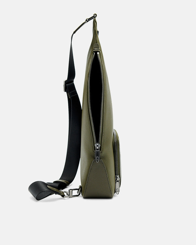 PEDRO Icon Leather Sling Pouch - Military Green