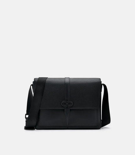 PEDRO Icon Leather Messenger Bag - Black