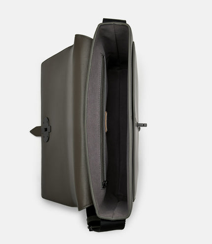 PEDRO Icon Leather Messenger Bag - Military Green