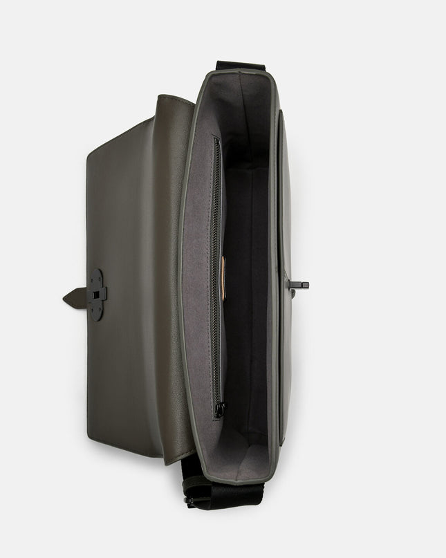 PEDRO Icon Leather Messenger Bag - Military Green