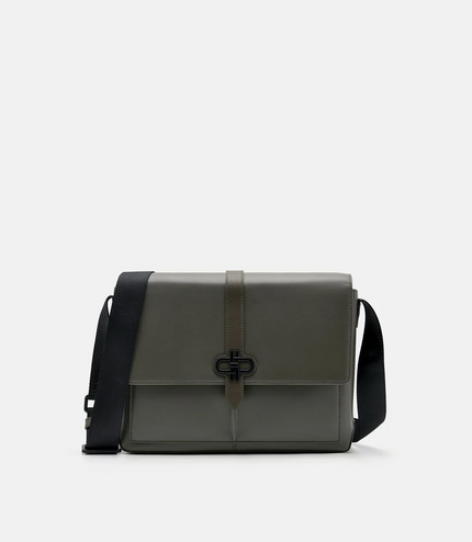 PEDRO Icon Leather Messenger Bag - Military Green