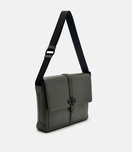 PEDRO Icon Leather Messenger Bag - Military Green
