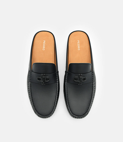 PEDRO Icon Leather Mules - Black