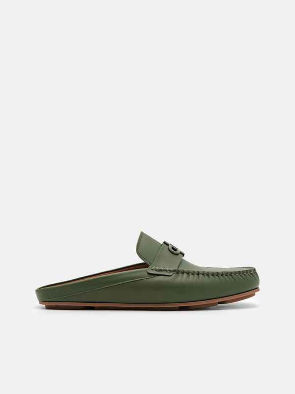 PEDRO Icon Leather Mules - Military Green