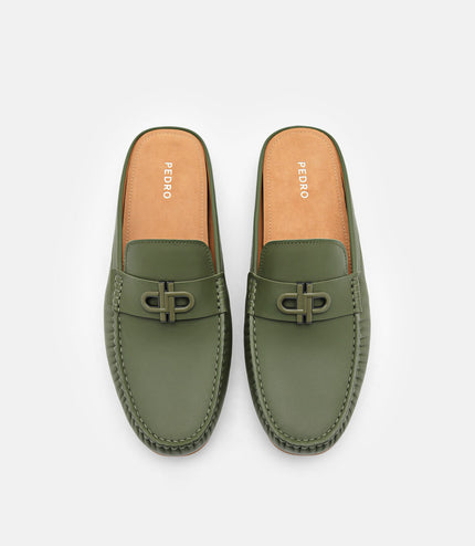 PEDRO Icon Leather Mules - Military Green
