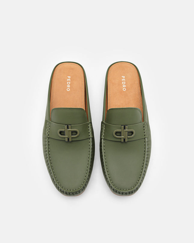 PEDRO Icon Leather Mules - Military Green