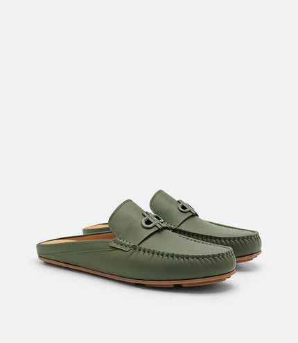 PEDRO Icon Leather Mules - Military Green
