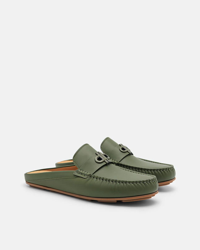 PEDRO Icon Leather Mules - Military Green
