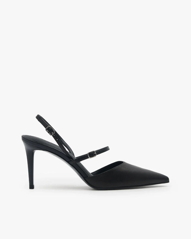 Maia Leather Slingback Pumps - Black