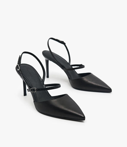 Maia Leather Slingback Pumps - Black