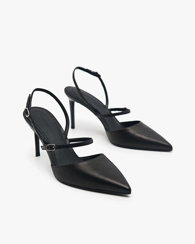 Maia Leather Slingback Pumps - Black