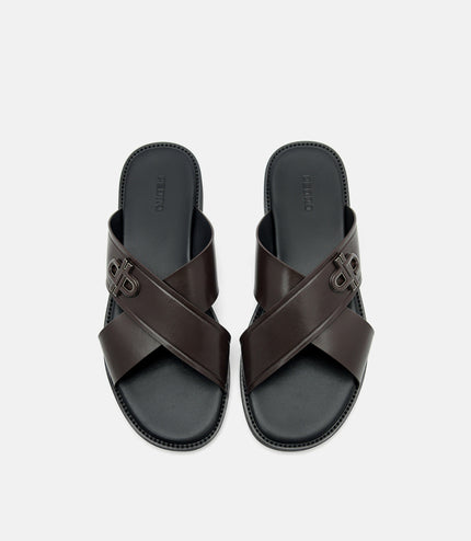 PEDRO Icon Cross Sandals - Dark Brown