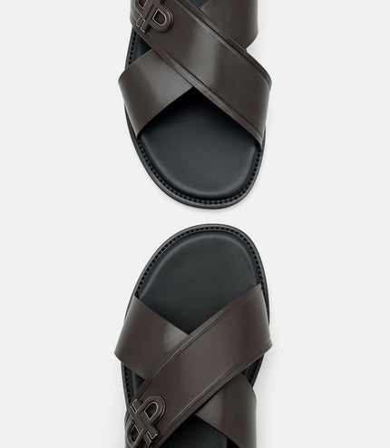 PEDRO Icon Cross Sandals - Dark Brown