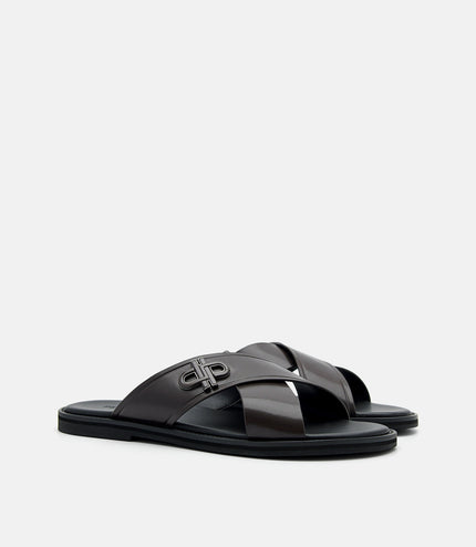 PEDRO Icon Cross Sandals - Dark Brown