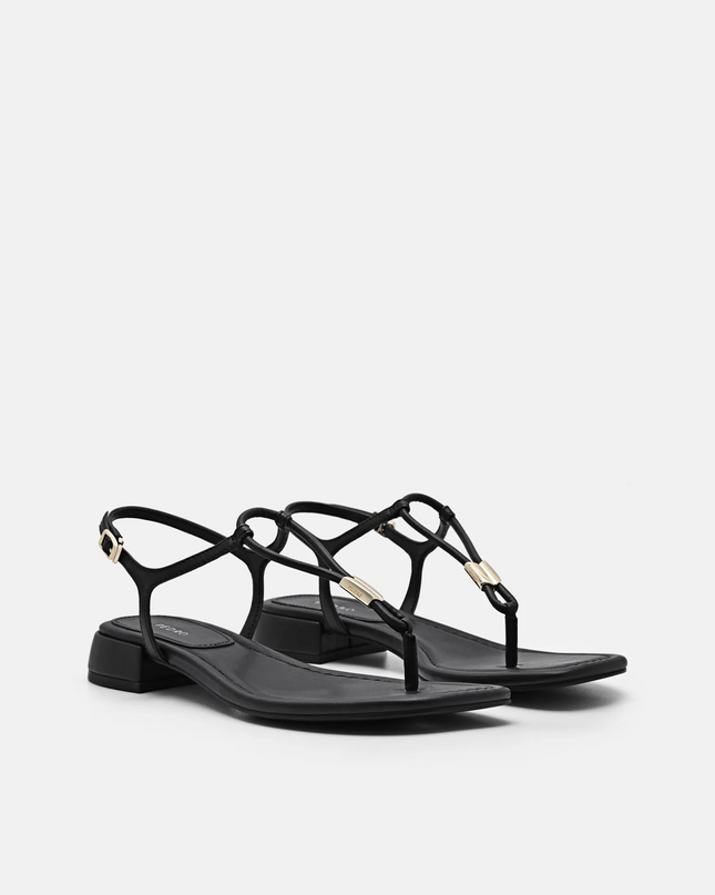 Slingback Thong Sandals - Black