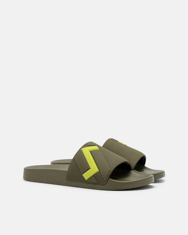 Embossed Rubber Sandals - Olive