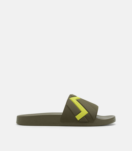 Embossed Rubber Sandals - Olive