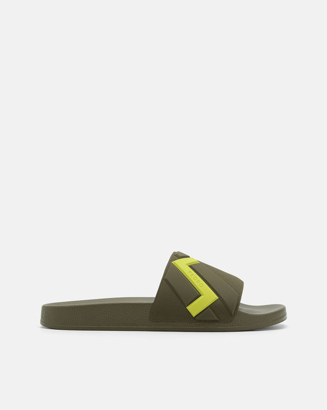Embossed Rubber Sandals - Olive