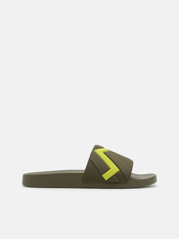 Embossed Rubber Sandals - Olive