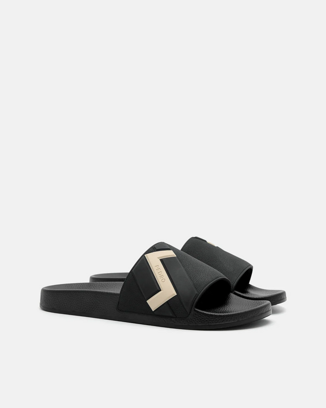 Embossed Rubber Sandals - Black