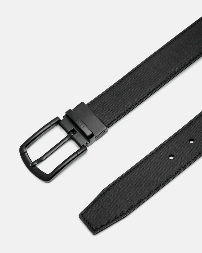 Saffiano Leather Reversible Pin Belt