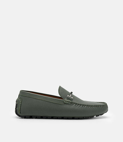 Robert Leather Driving Shoes - Military Green