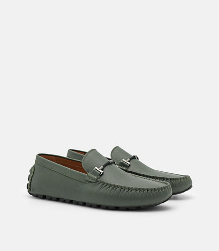 Robert Leather Driving Shoes - Military Green