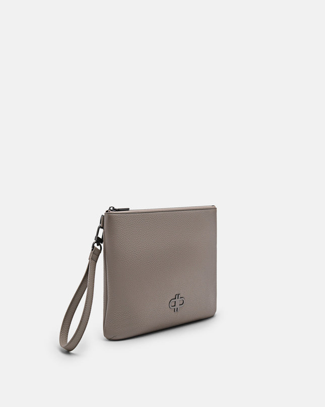 Two-Way Leather Clutch Bag - Taupe