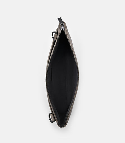 Two-Way Leather Clutch Bag - Taupe